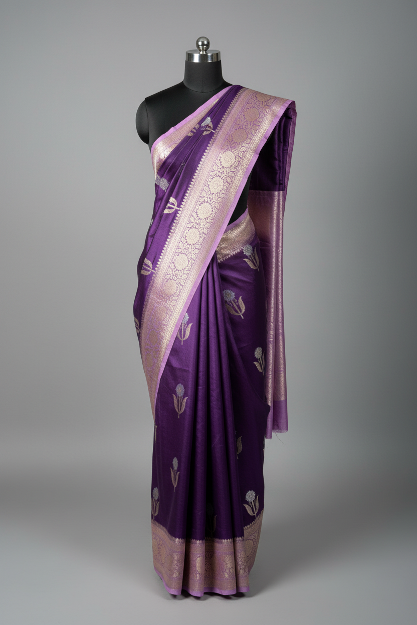 Purple Lavender Breathable Soft Georgette Banarasi Saree
