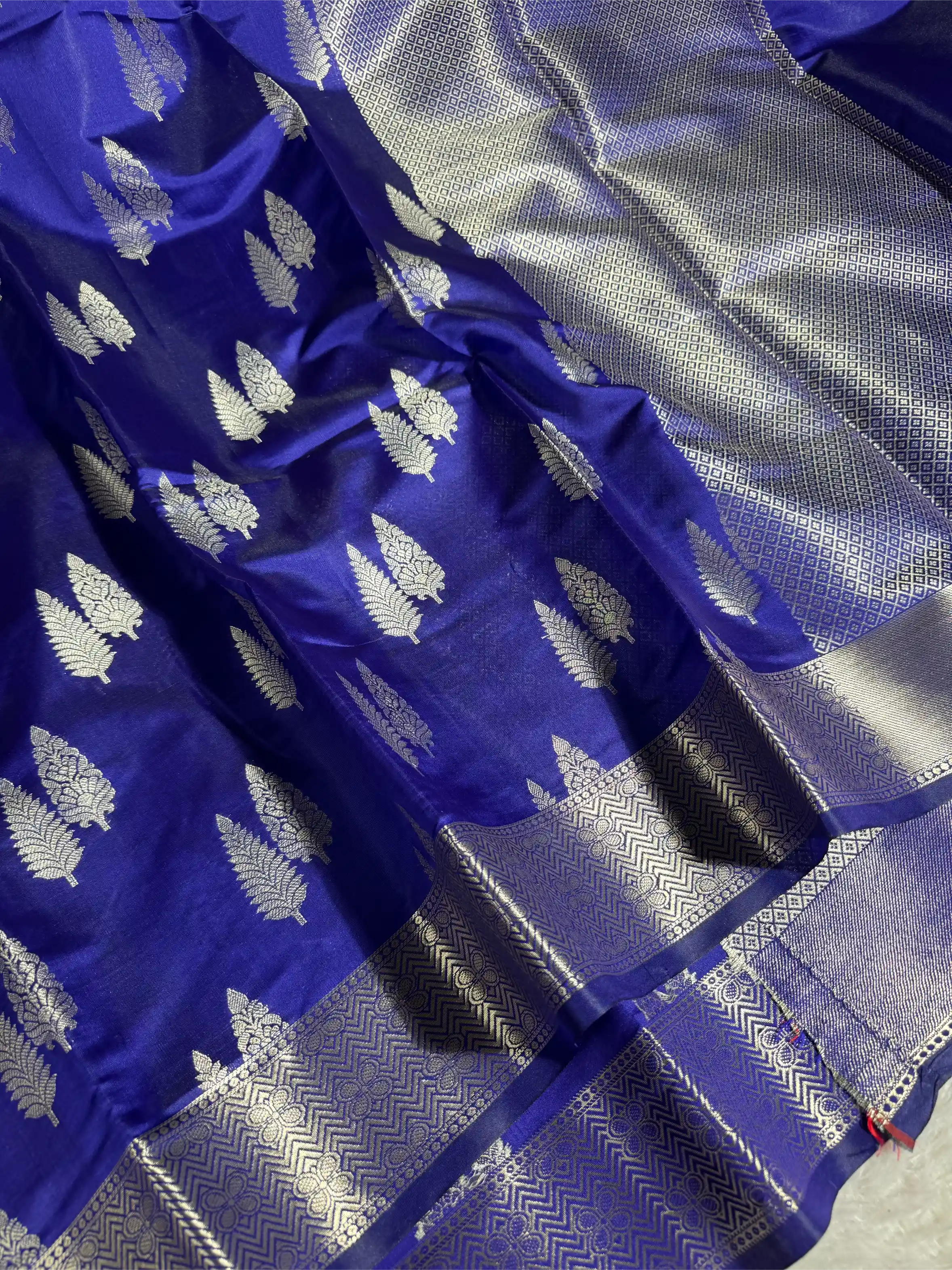 Uuda Blue Softsilk Jacquard Weave Banarasi Saree