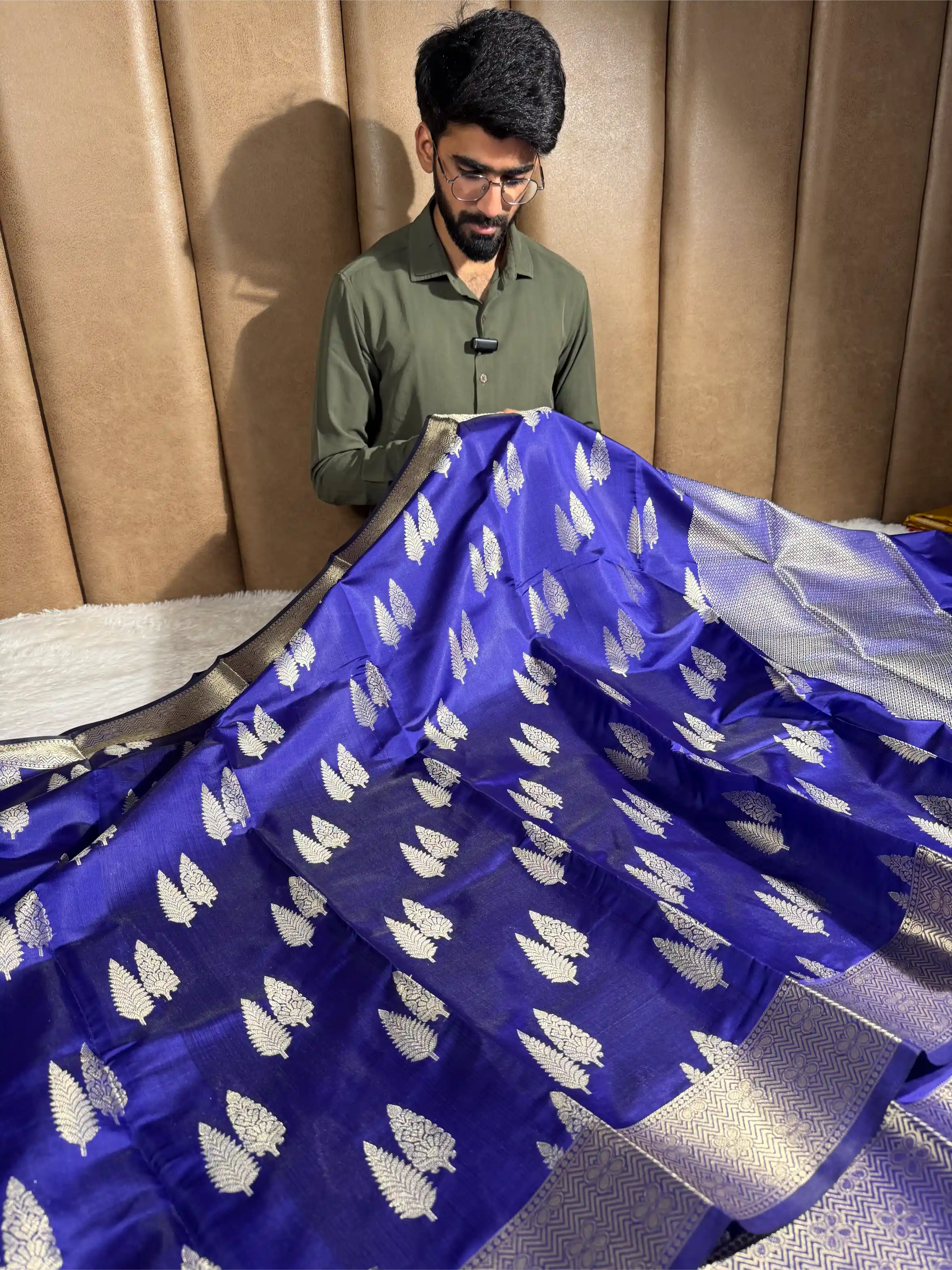 Uuda Blue Softsilk Jacquard Weave Banarasi Saree