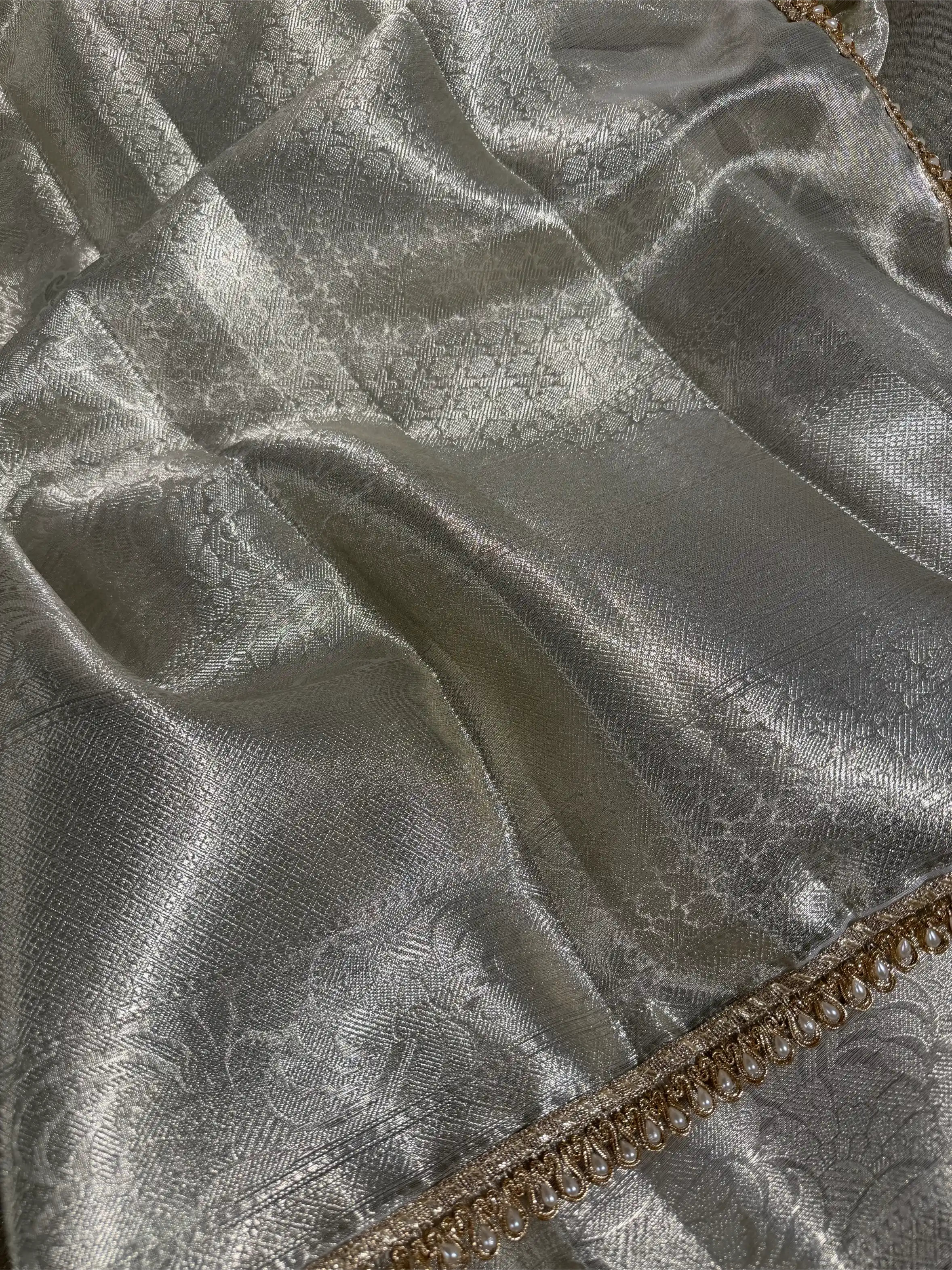 Water Zari Embossed Kanjivaram Tissue Silk Designer Banarasi Saree
