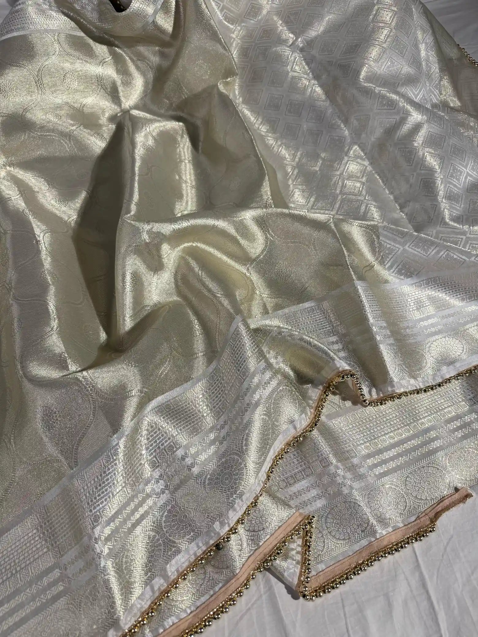 Water Zari Embossed Soft Tissue Silk Banarasi Saree