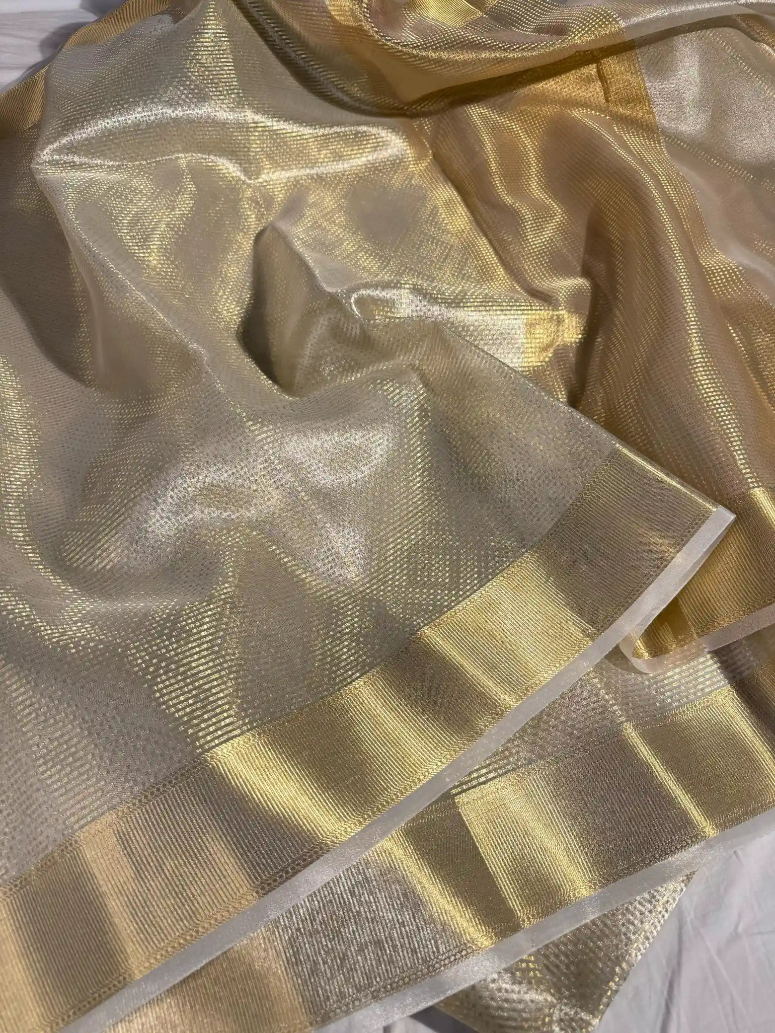 Water Zari Embossed glass tissue silk Banarasi saree