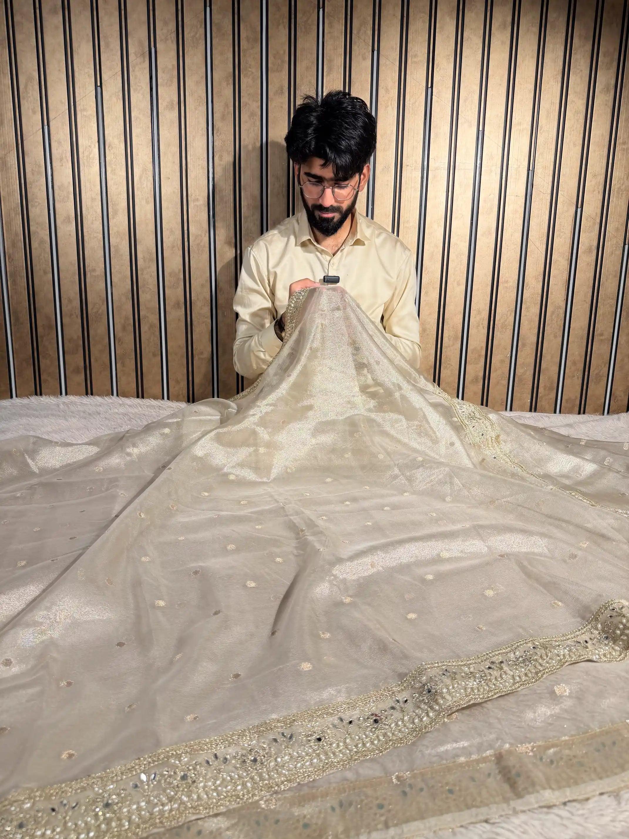 Water Zari Tissue Silk Gota Lace Attached Traditional Banarasi Saree