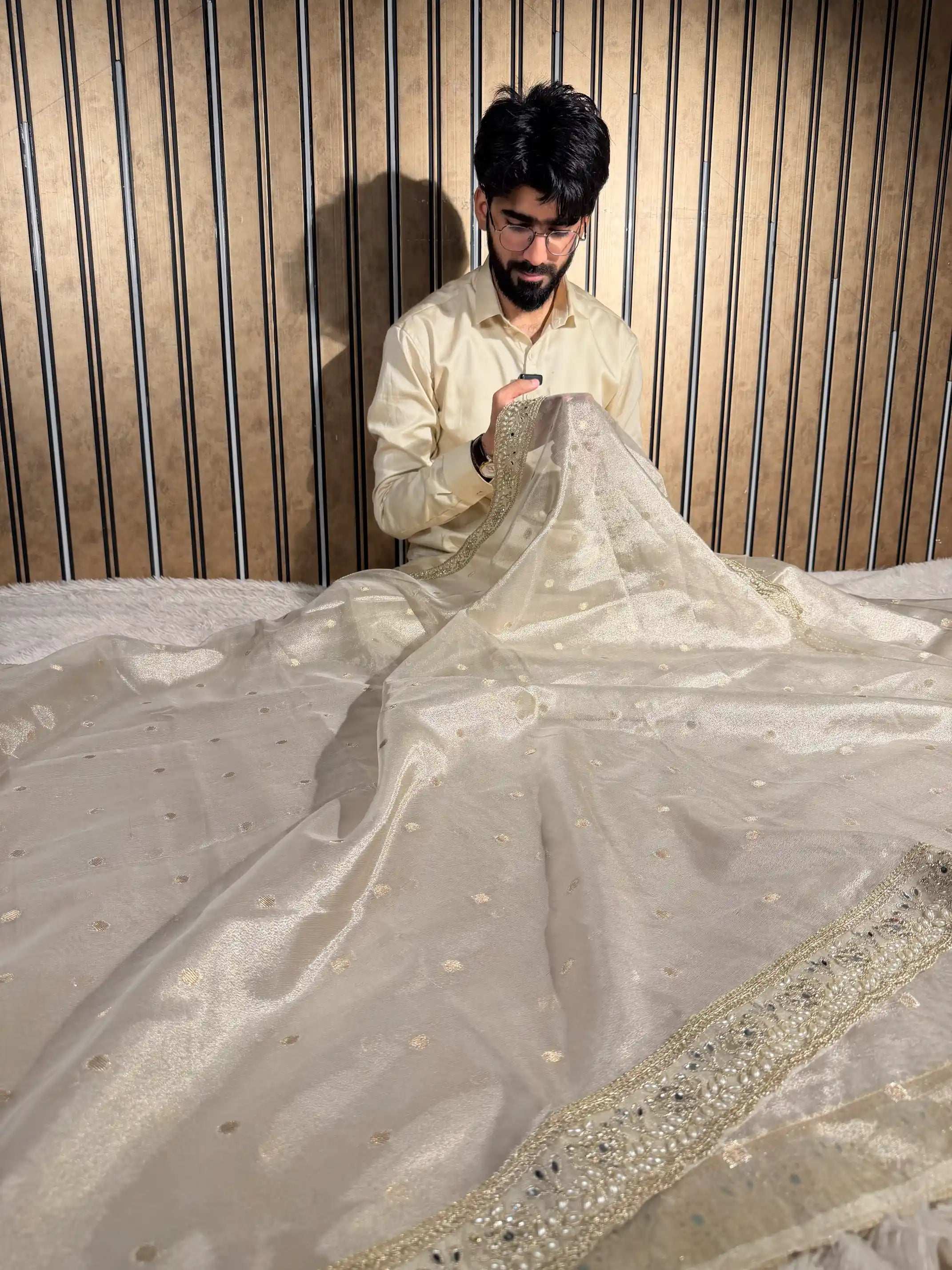 Water Zari Tissue Silk Gota Lace Attached Traditional Banarasi Saree