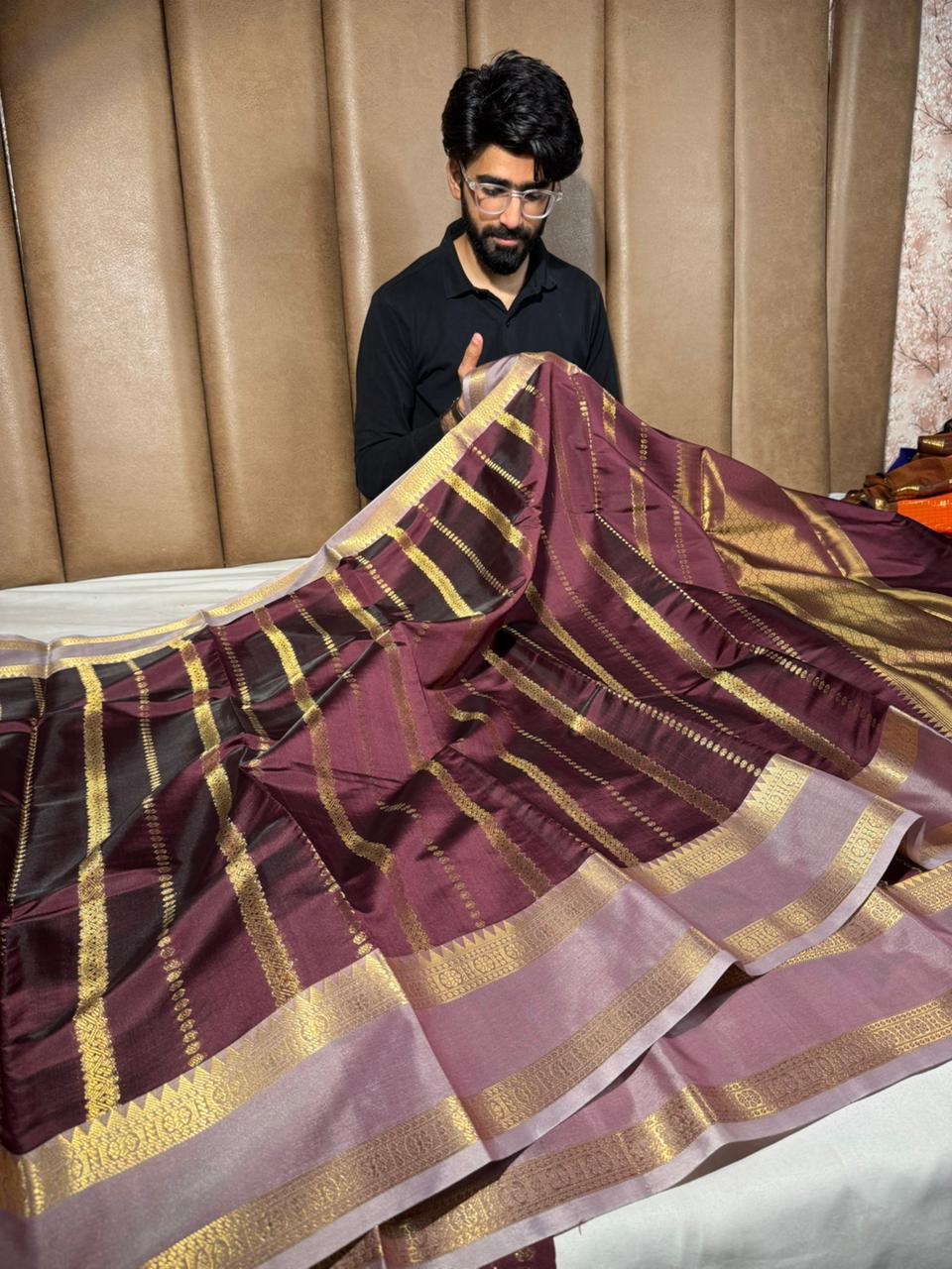 Rare wine traditional softsilk Banarasi saree