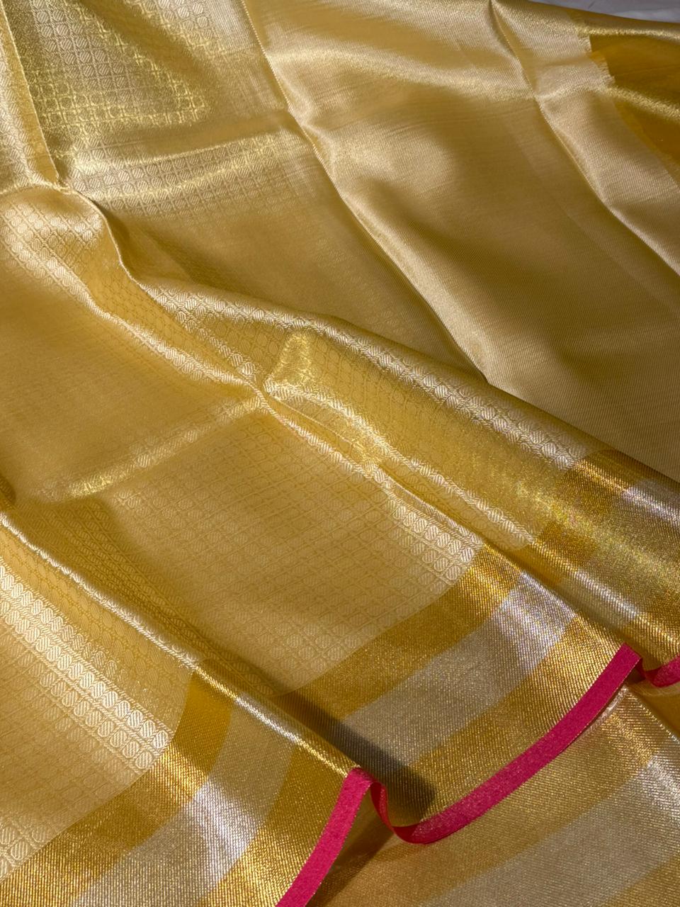 Light Gold Embossed Tissue Banarasi Saree
