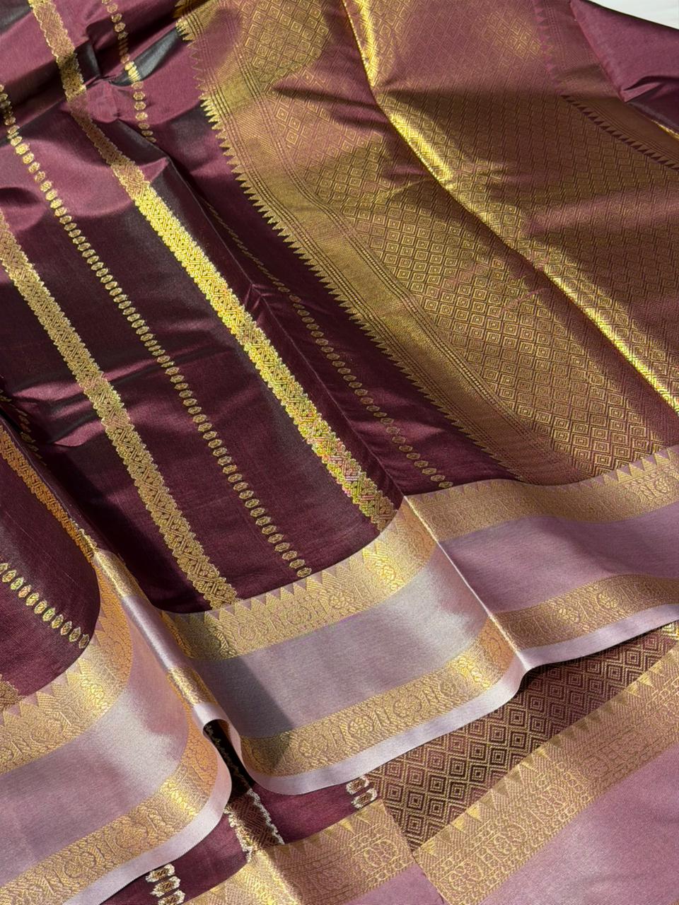 Subtle Wine Traditional Softsilk Banarasi Saree