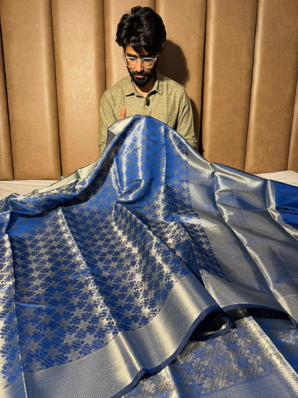 Royal Blue Brocade Weave Softsilk Banarasi Saree