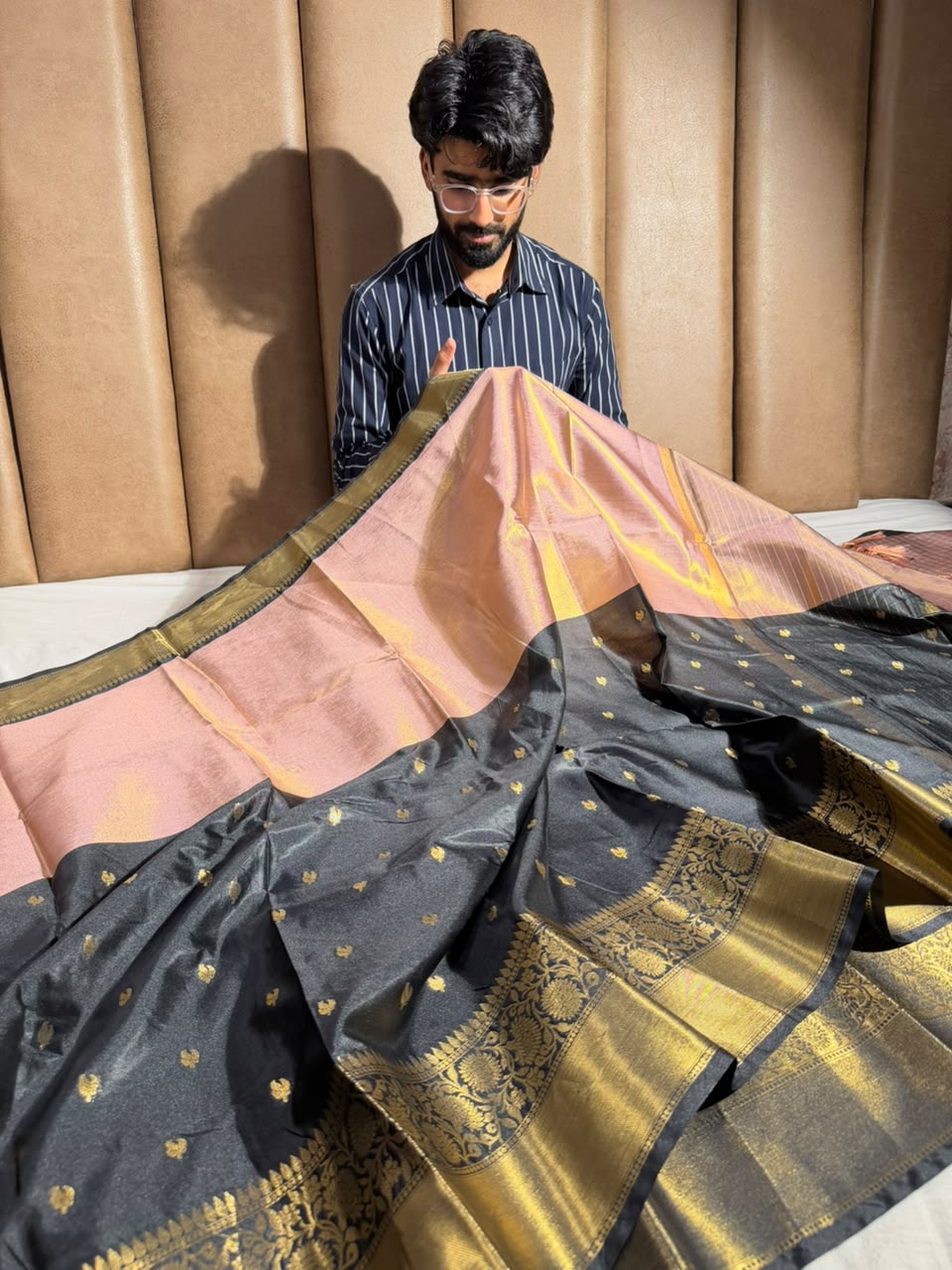 Mauve Black Soft Banarasi Silk Saree