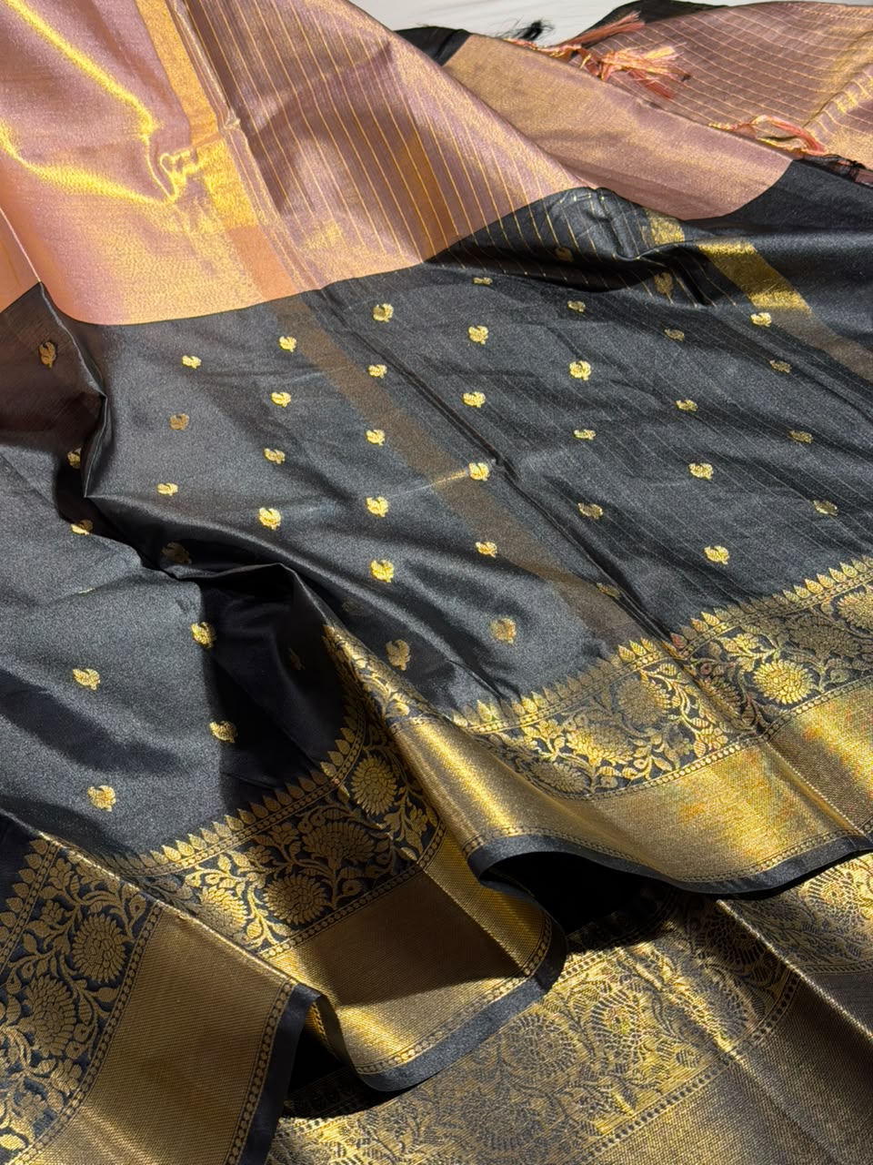 Mauve Black Soft Banarasi Silk Saree