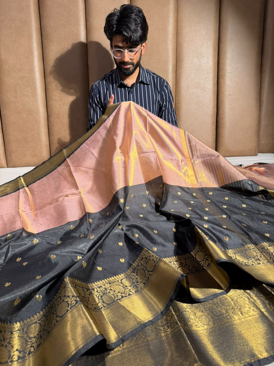 Mauve Black Soft Banarasi Silk Saree