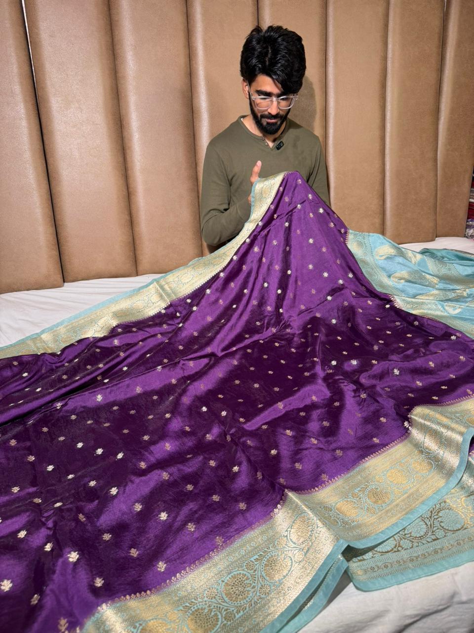 Bright Purple Soft Georgette Eccentric Banarasi Saree