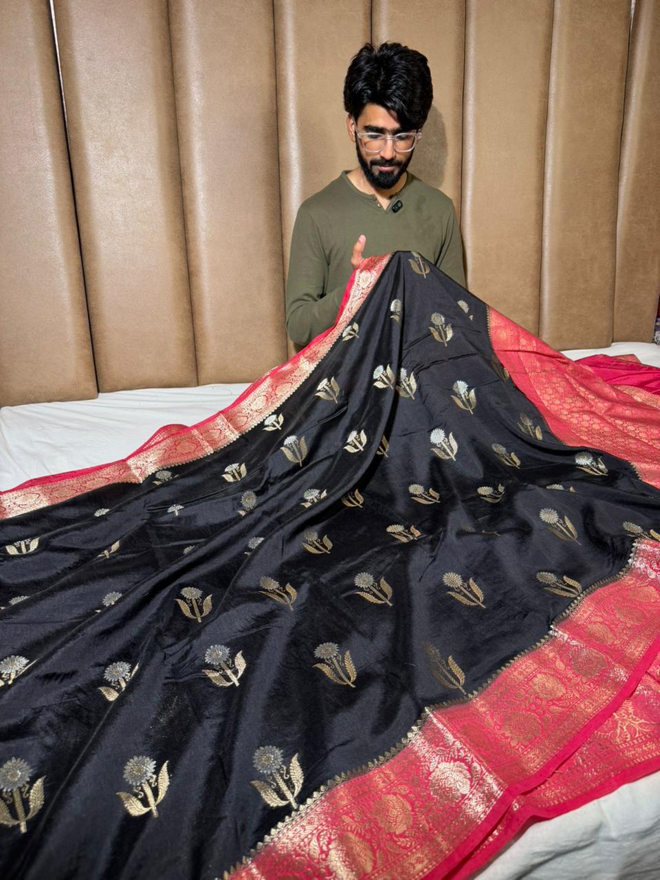 Black - Rani Shade Soft Georgette Banarasi Saree