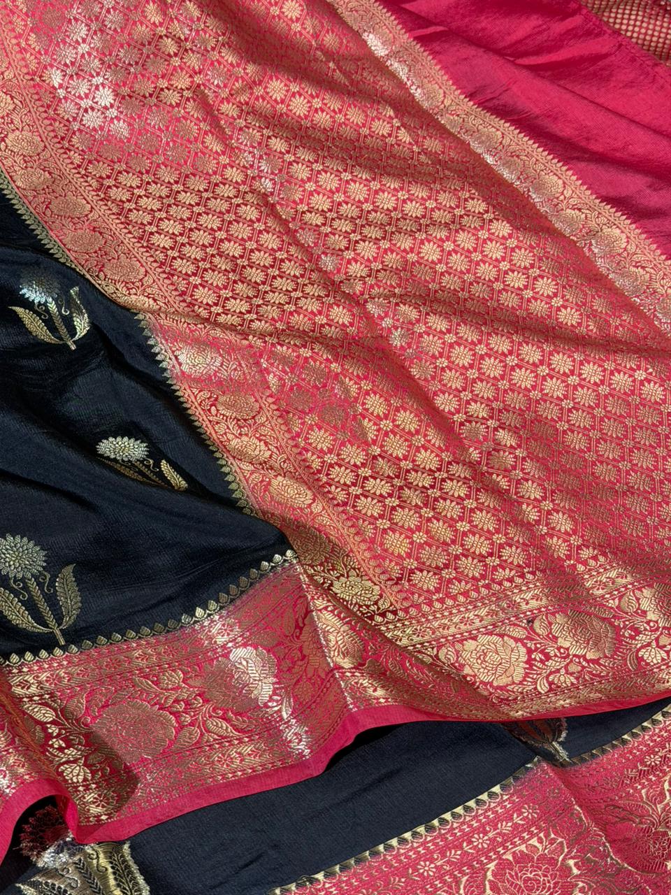 Black - Rani Shade Soft Georgette Banarasi Saree