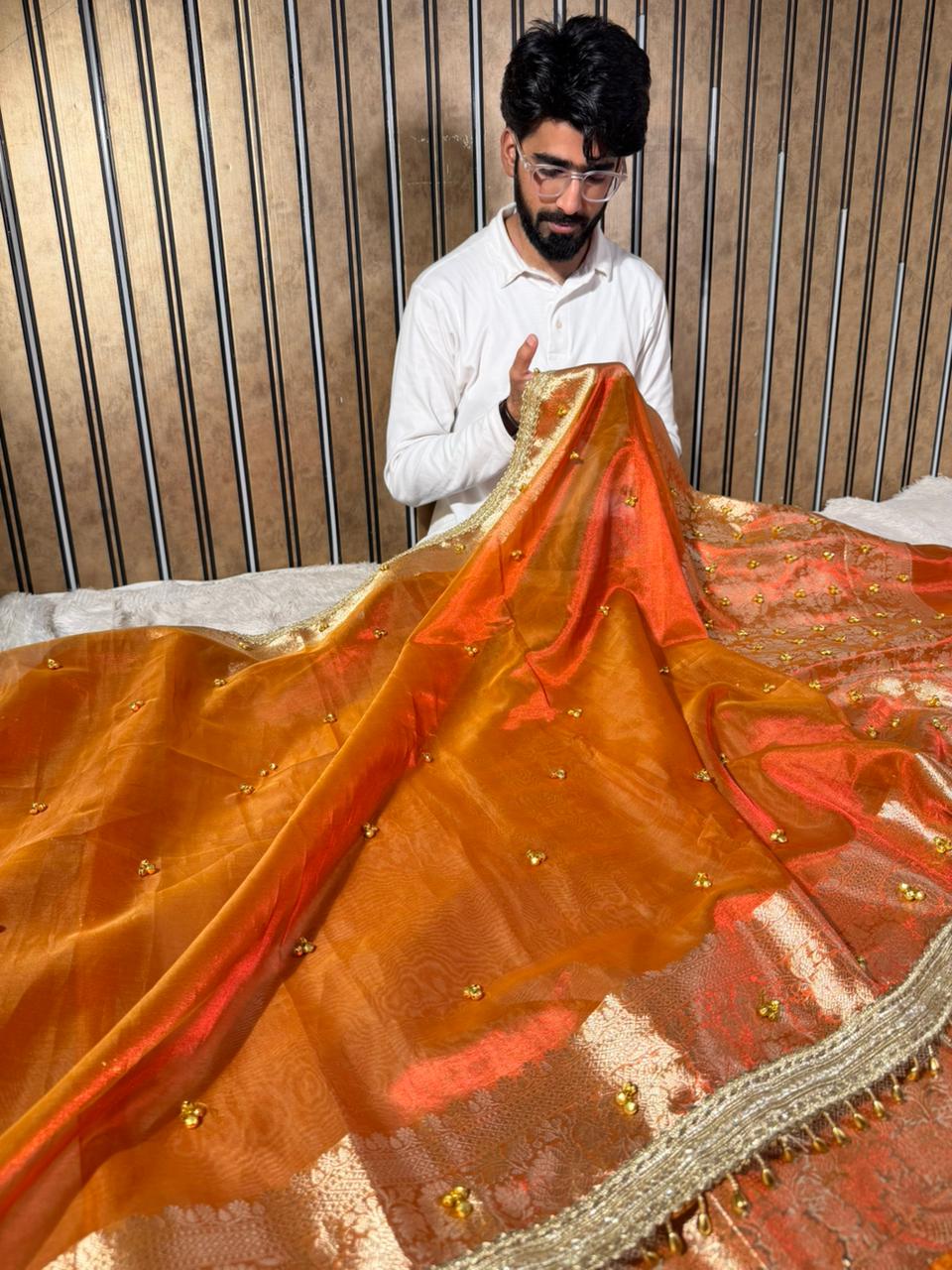 Dhoop Chaon Kora Tissue Viral Ghungroo Saree