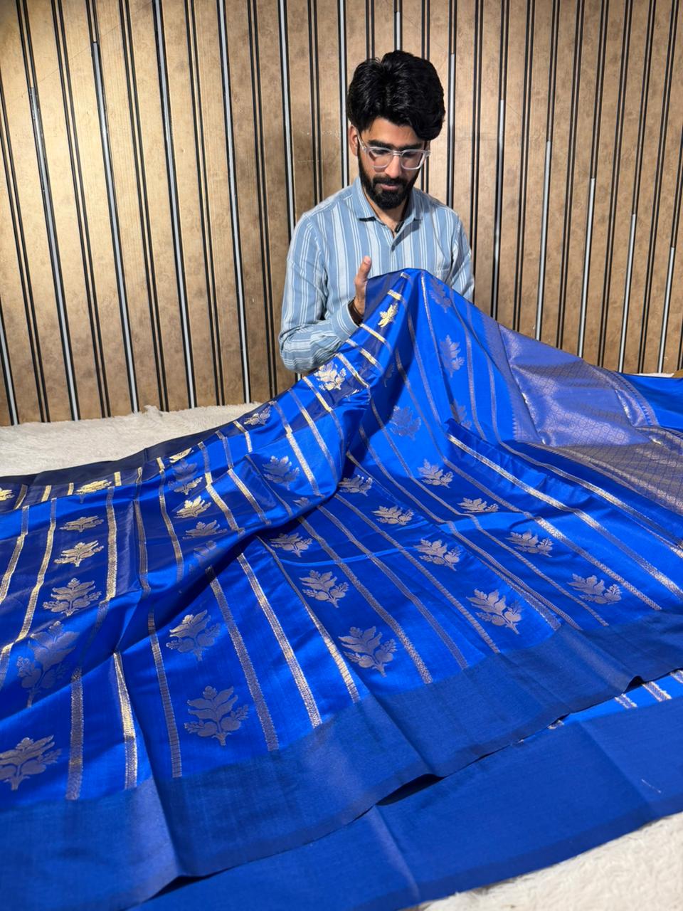 Royal Blue Soft Banarasi Silk Traditional Saree
