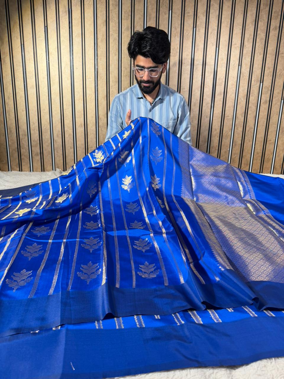 Royal Blue Soft Banarasi Silk Traditional Saree