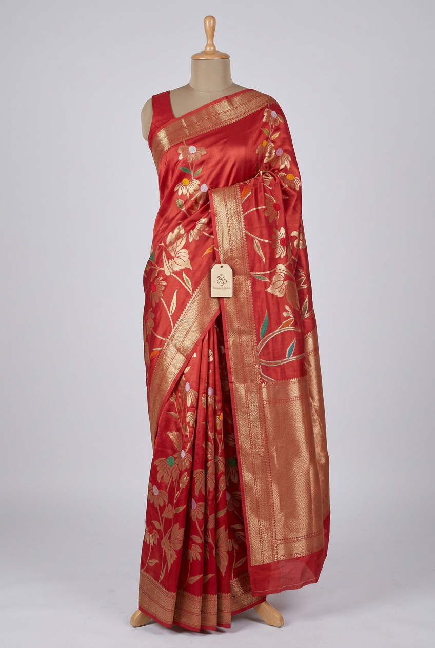 Light Maroon Contemporary Pure Mango Silk Banarasi Saree