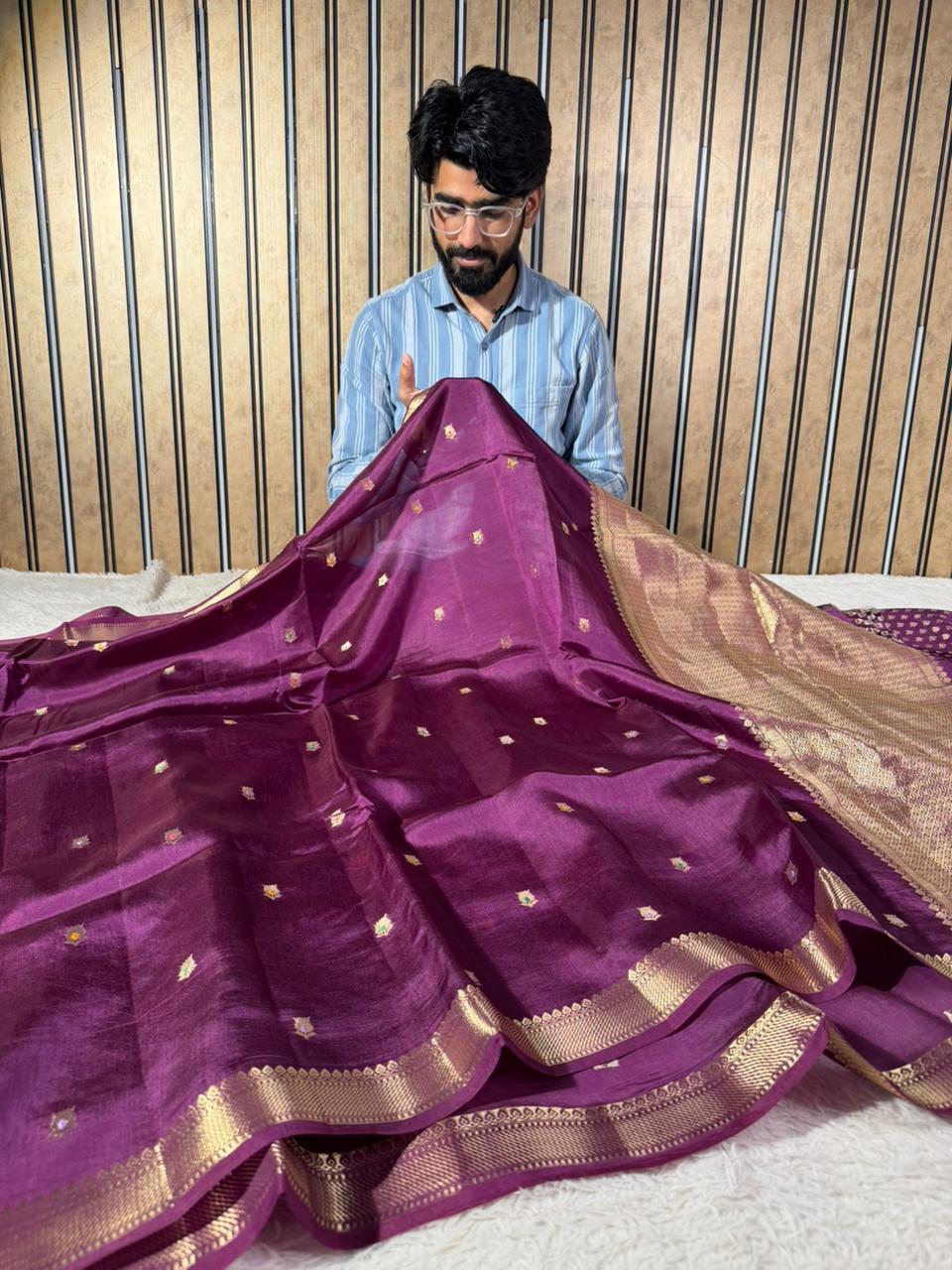 Light Purple Traditional Buti Pure Mango Silk Saree