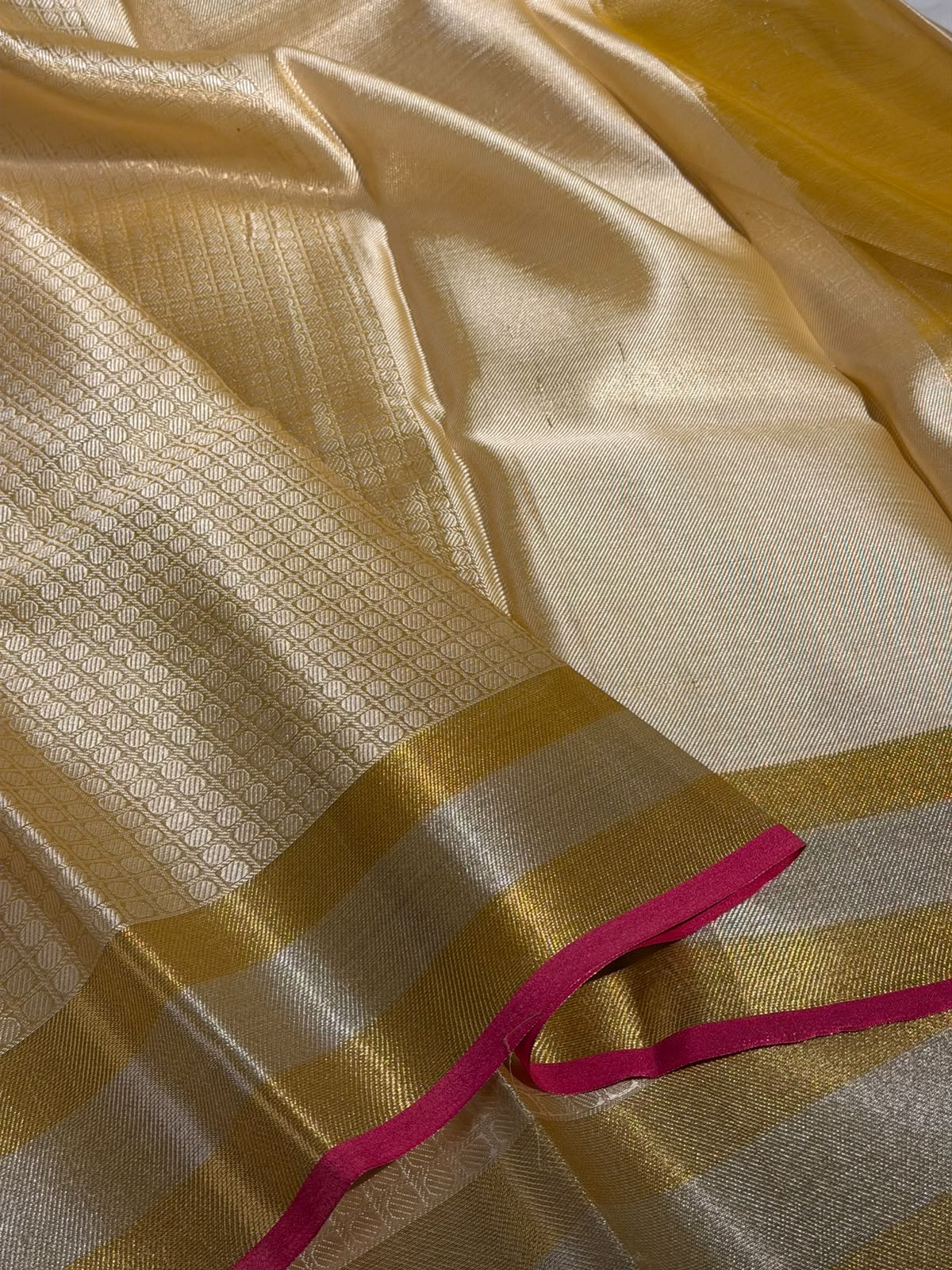 Light Tusser Strips Cotton Jamdani Pattern Saree