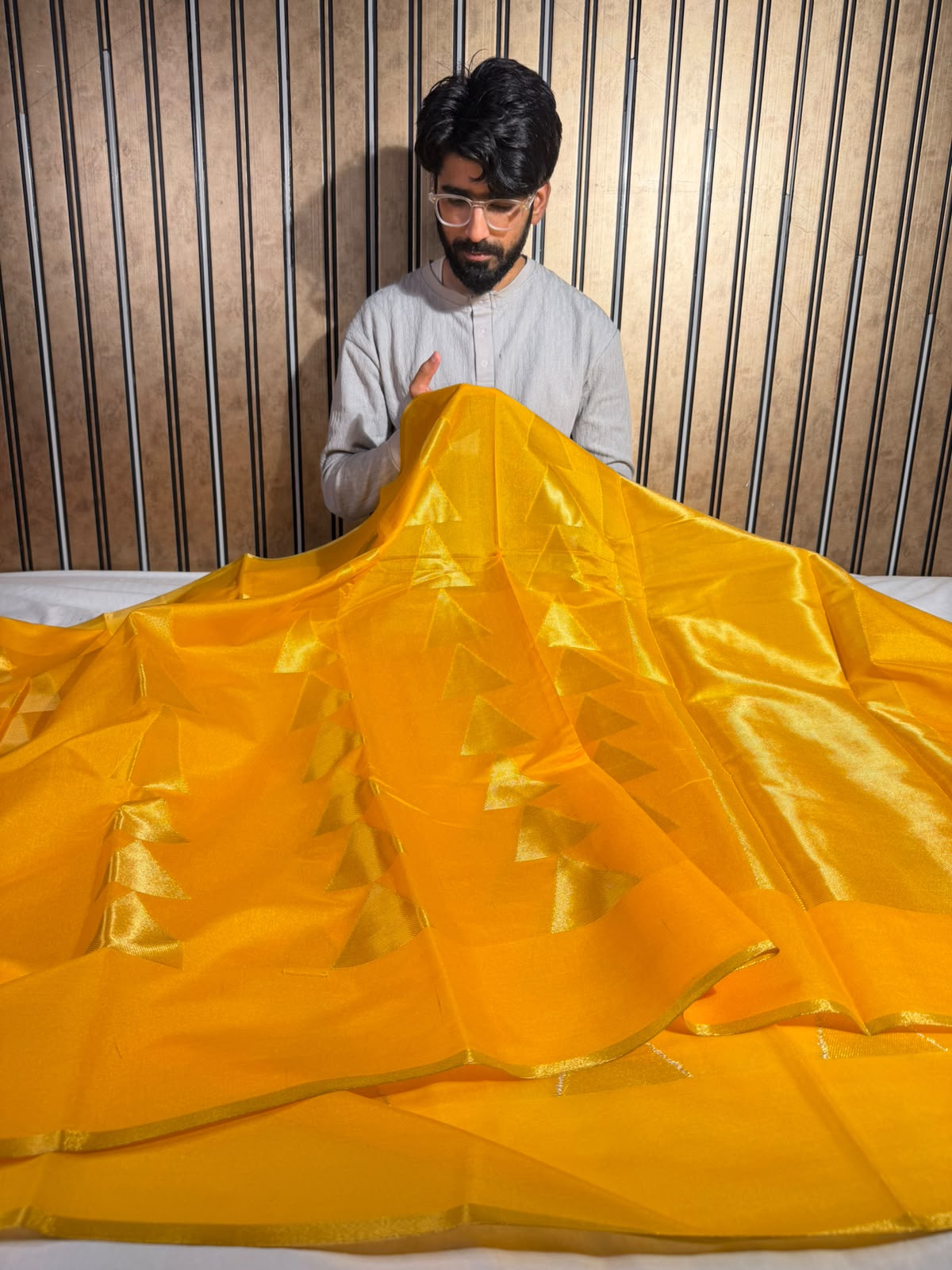 Bright Yellow Softsilk Eccentric Banarasi Saree