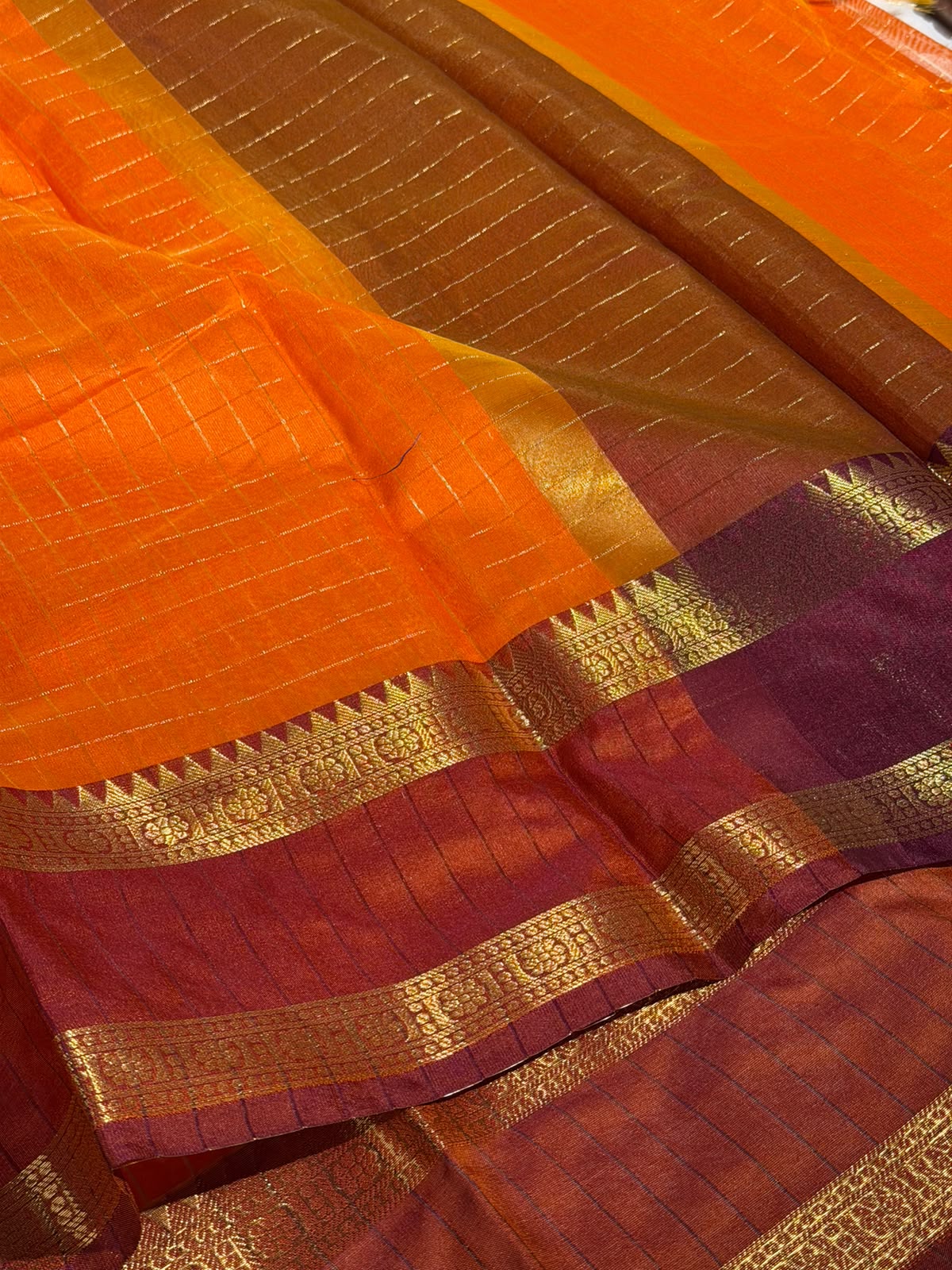 Orange Soft Silk Jamdani Pattern Saree
