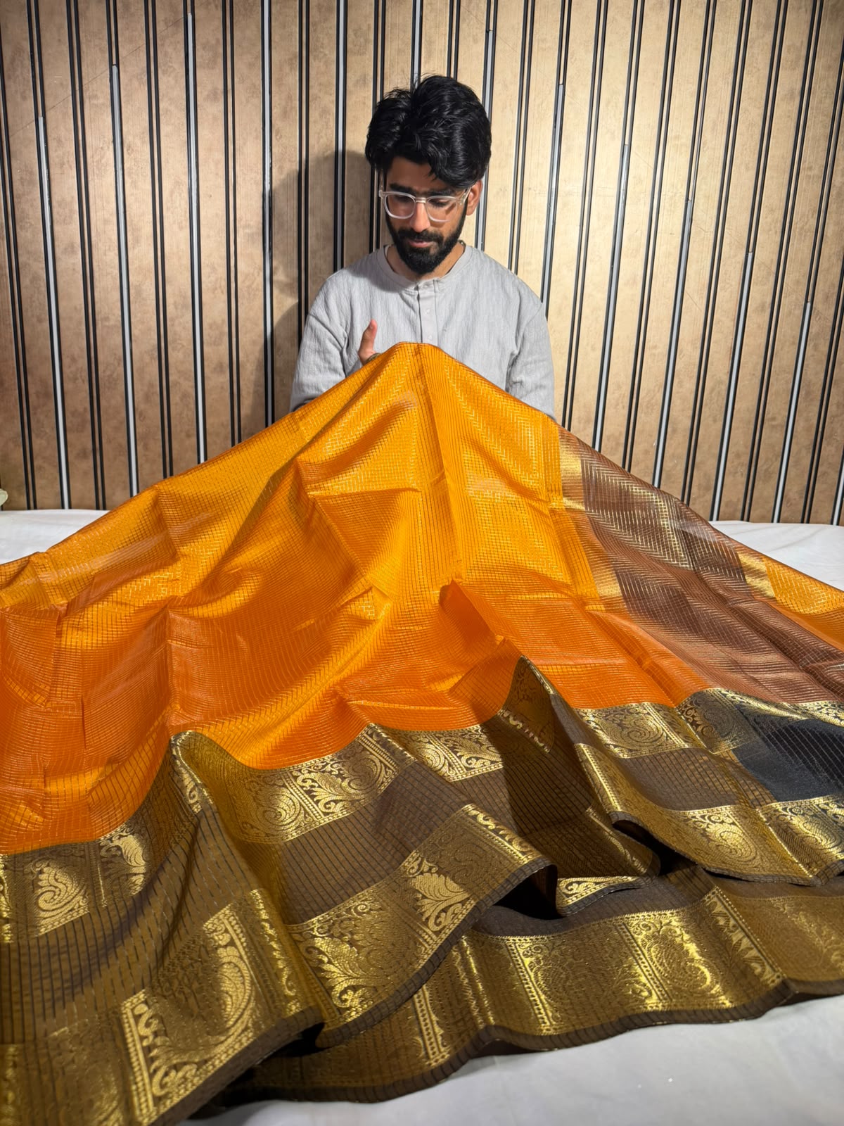 Burnt Orange Softsilk Eccentric Banarasi Saree