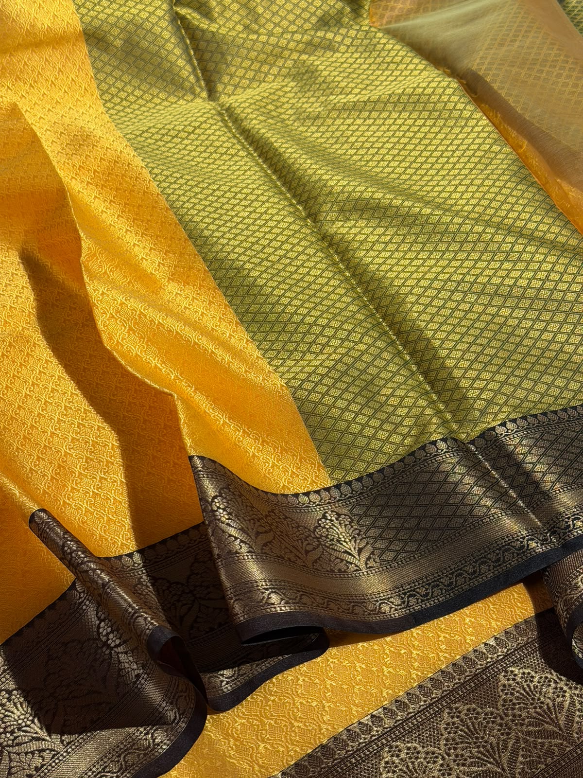 Yellow Green Softsilk Eccentric Banarasi Saree