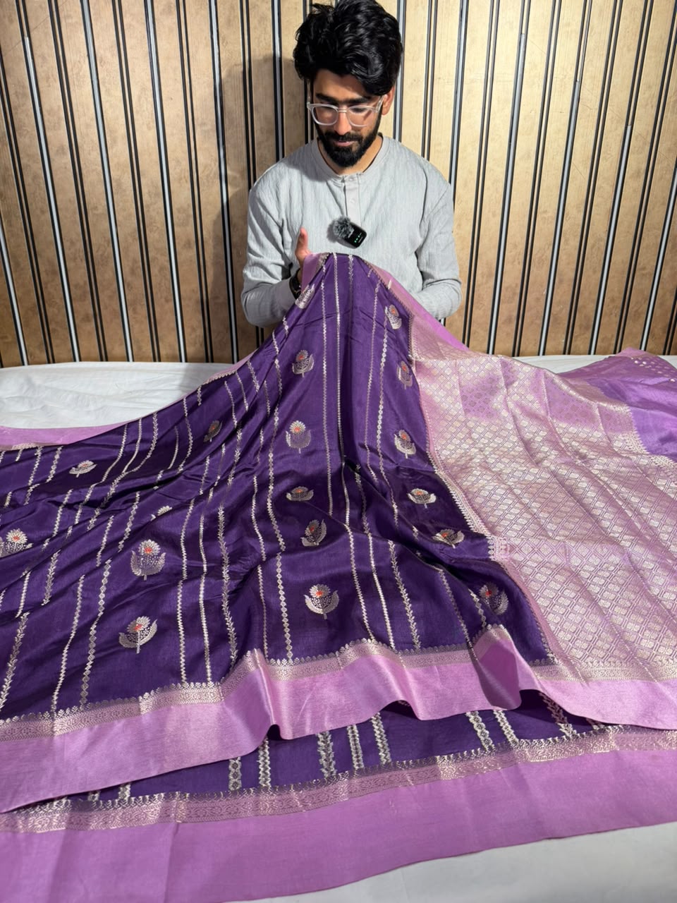Purple Lavender Comfortable Chinia Silk Banarasi Saree