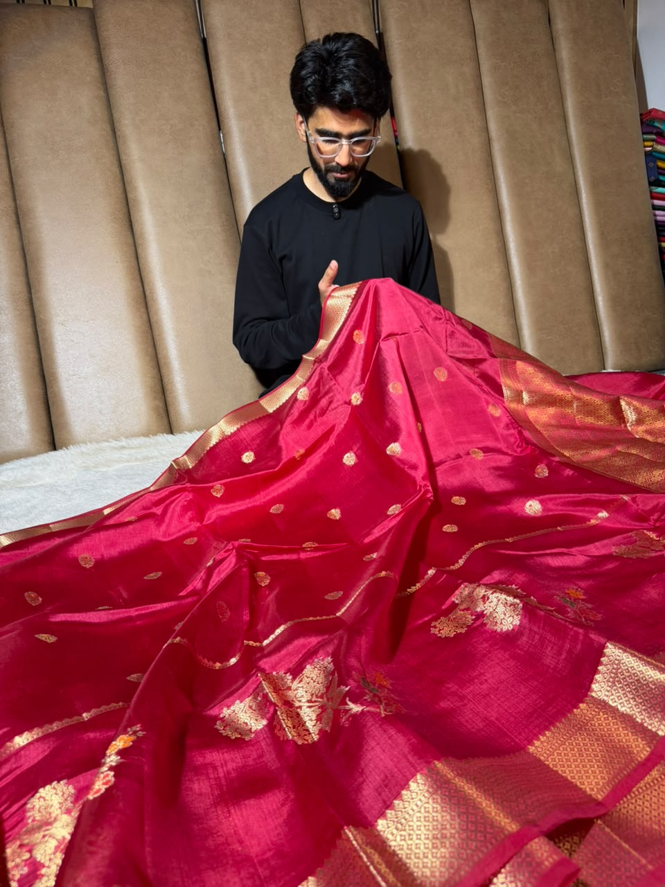 Dark Rani Pure Mango Silk Contemporary Banarasi Saree