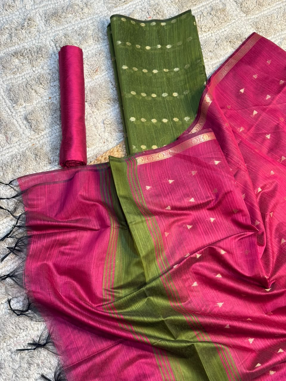 Mehendi Rani Soft Cotton Banarasi Suit Set