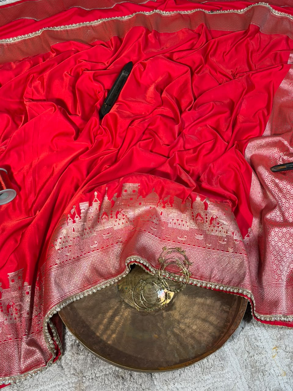 Ghats Of Banaras Rani Pink Mashru Katan Silk Saree