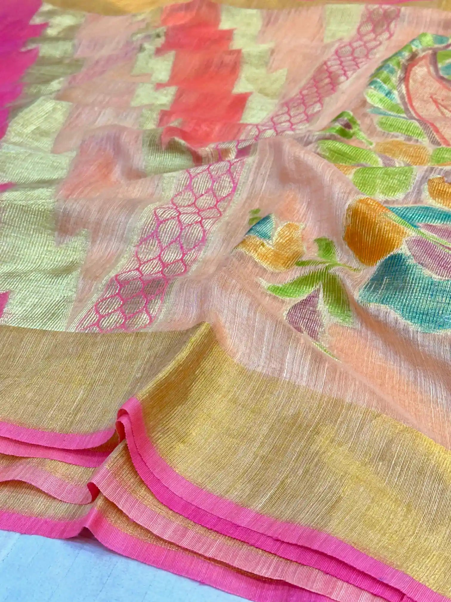 Zig Zag Abstract Weave Pure Matka Silk Banarasi Saree