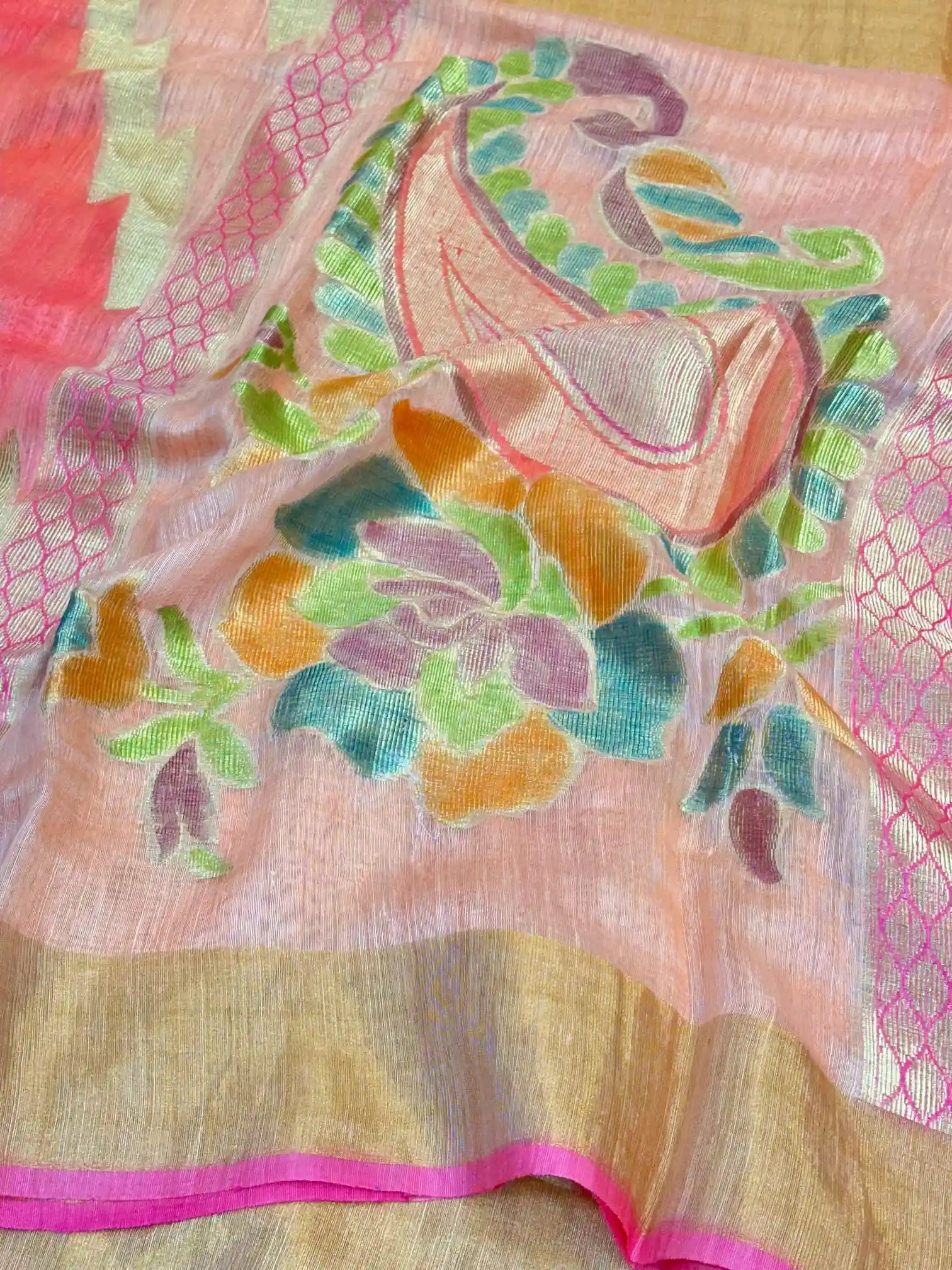 Zig Zag Abstract Weave Pure Matka Silk Banarasi Saree