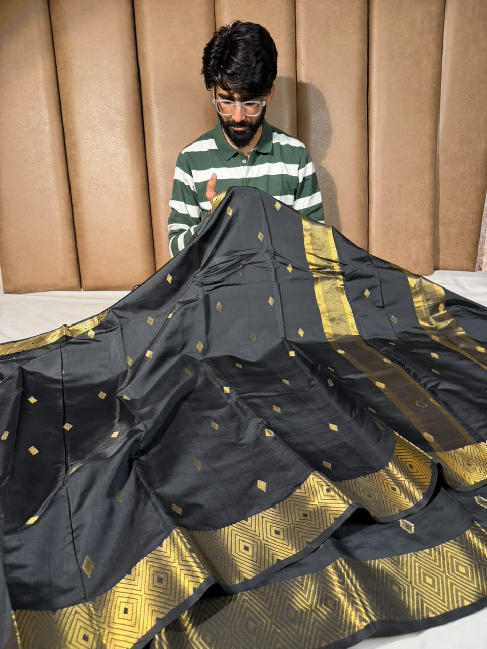 Jet Black Softsilk Heritage Banarasi Saree