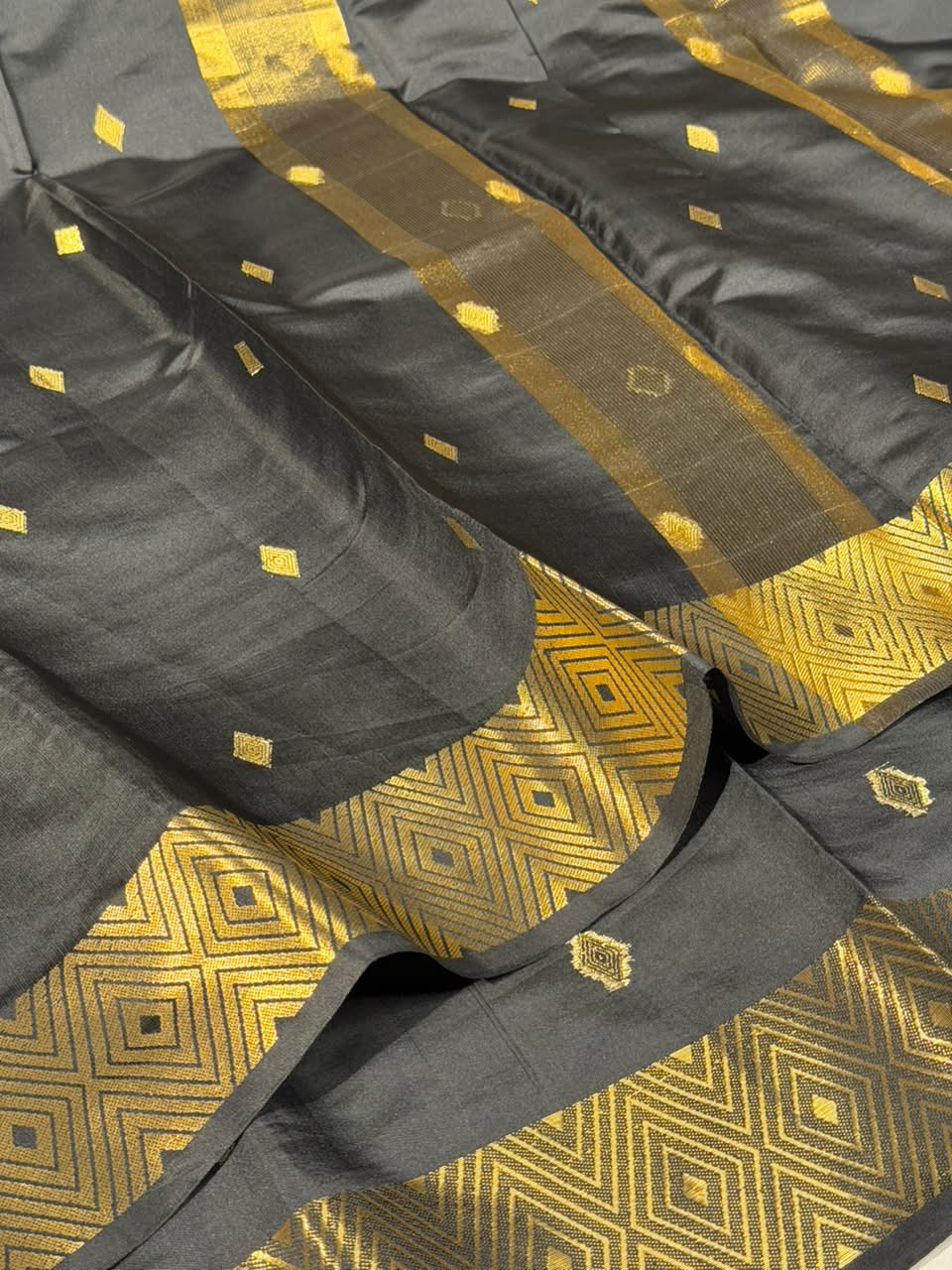 Jet Black Softsilk Heritage Banarasi Saree