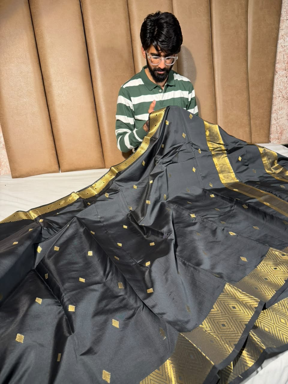 Jet Black Softsilk Heritage Banarasi Saree