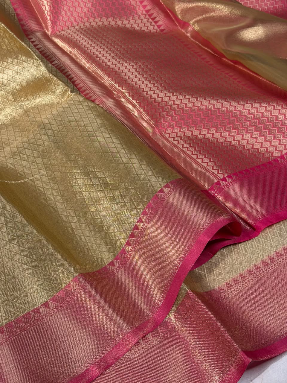 Gold Rani Brocade Tissue Saree