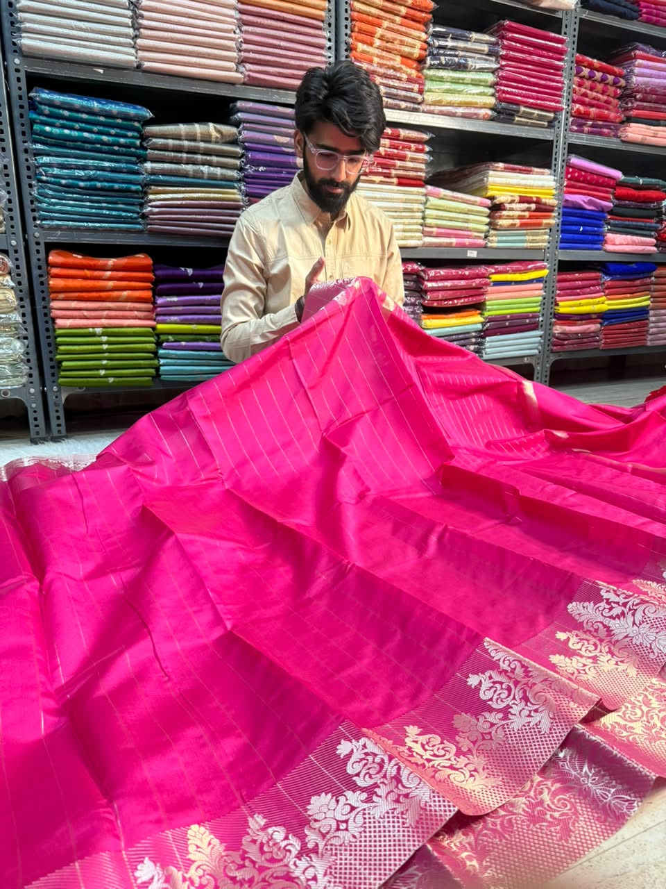 Baby Pink Banarasi Silk Saree