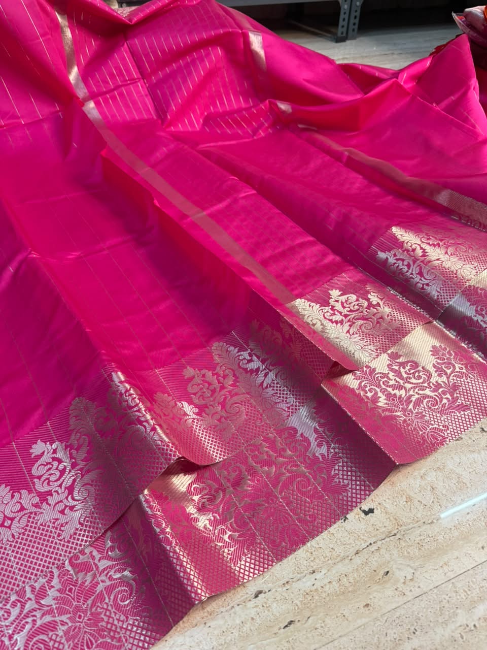 Baby Pink Banarasi Silk Saree