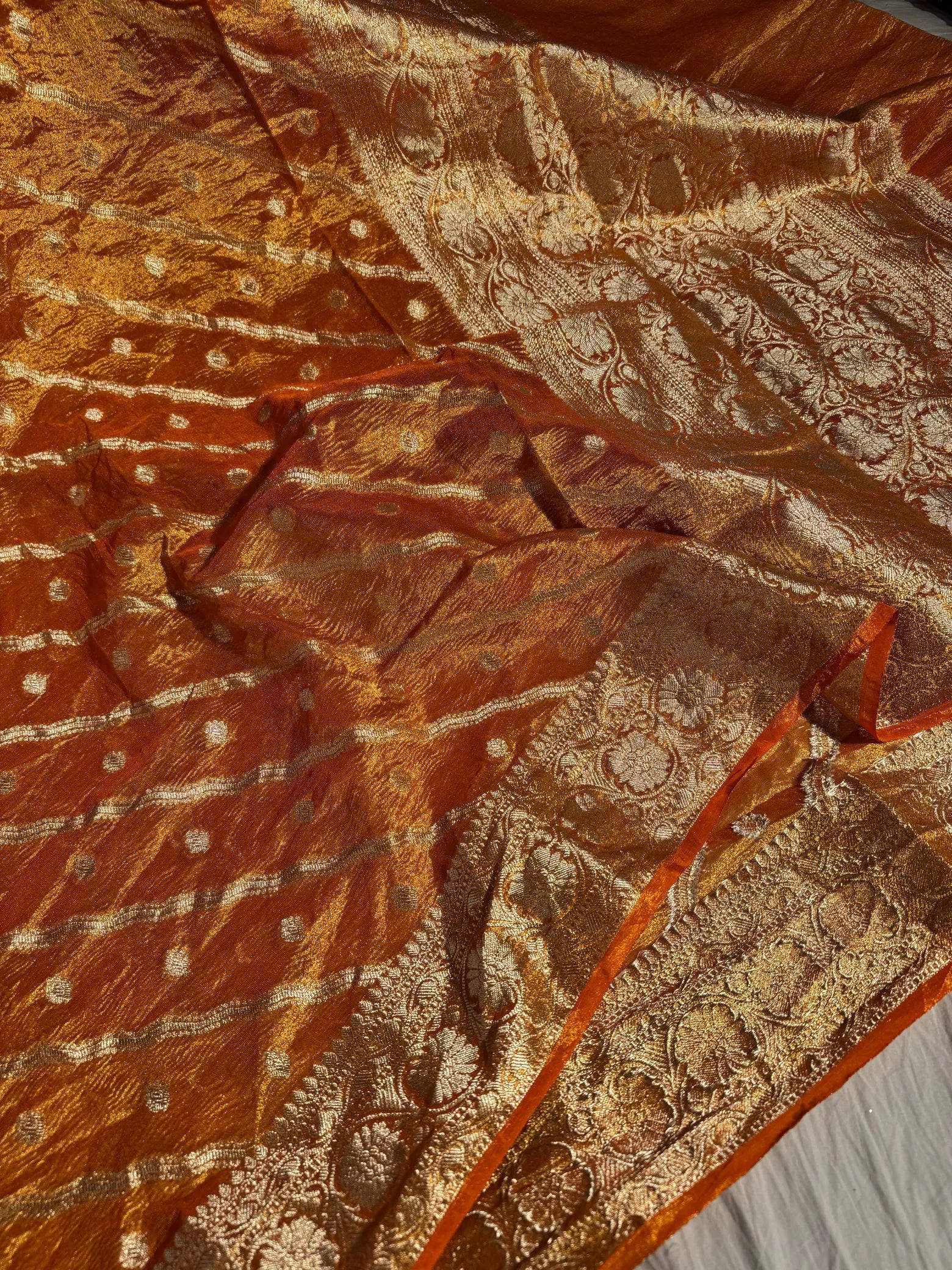 Banarasi crush tissue silk saree with rich pallu and blouse