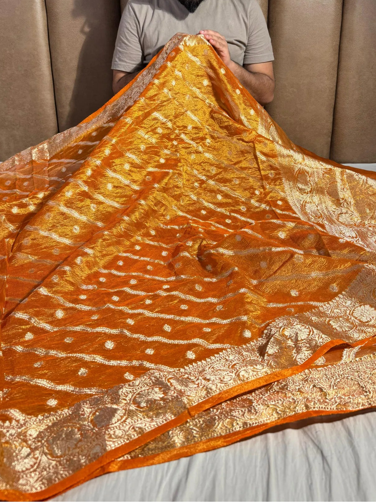 Banarasi crush tissue silk saree with rich pallu and blouse