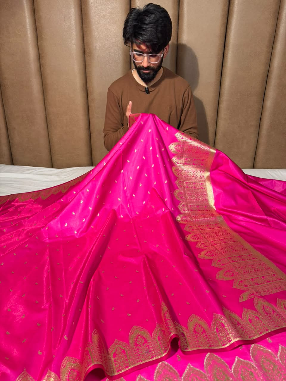Pretty Pink Satin Silk Heritage Banarasi Saree