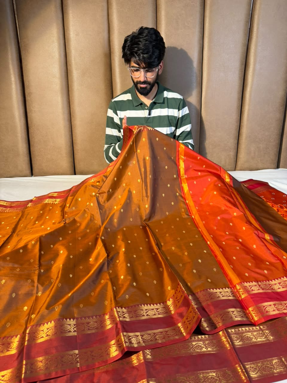 Rusted Coffee Traditional Banarasi Silk Saree
