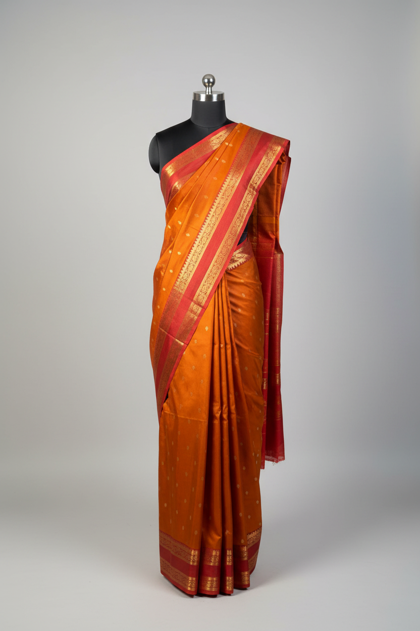 Rusted Coffee Traditional Banarasi Silk Saree