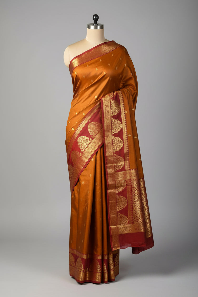 Rusted Coffee Traditional Banarasi Silk Saree