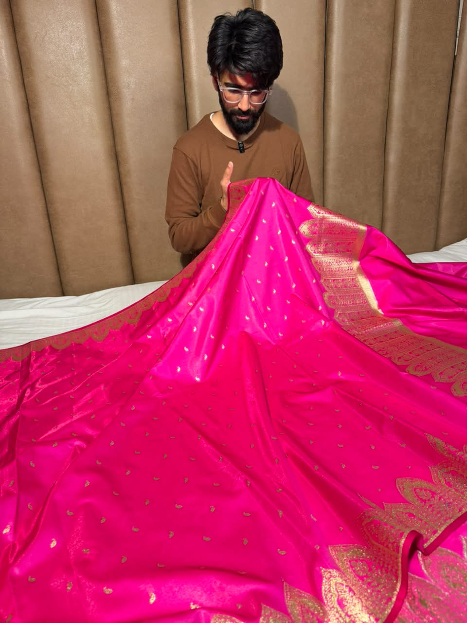 Pretty Pink Satin Silk Heritage Banarasi Saree