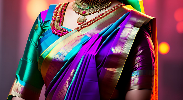 an eye-catching tissue silk saree of Banarasi weaving culture