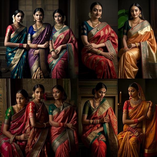 women wearing Banarasi sarees showing the right Banarasi sarees to choose from