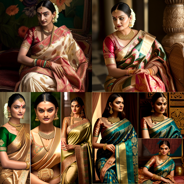 Multiple distinct Banarasi saree designs for wedding and special events